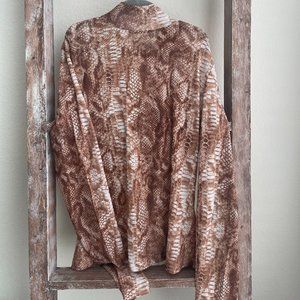 Sheer Snakeskin Mockneck Shirt